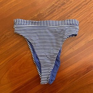 Seafolly blue and white high waisted bikini bottoms